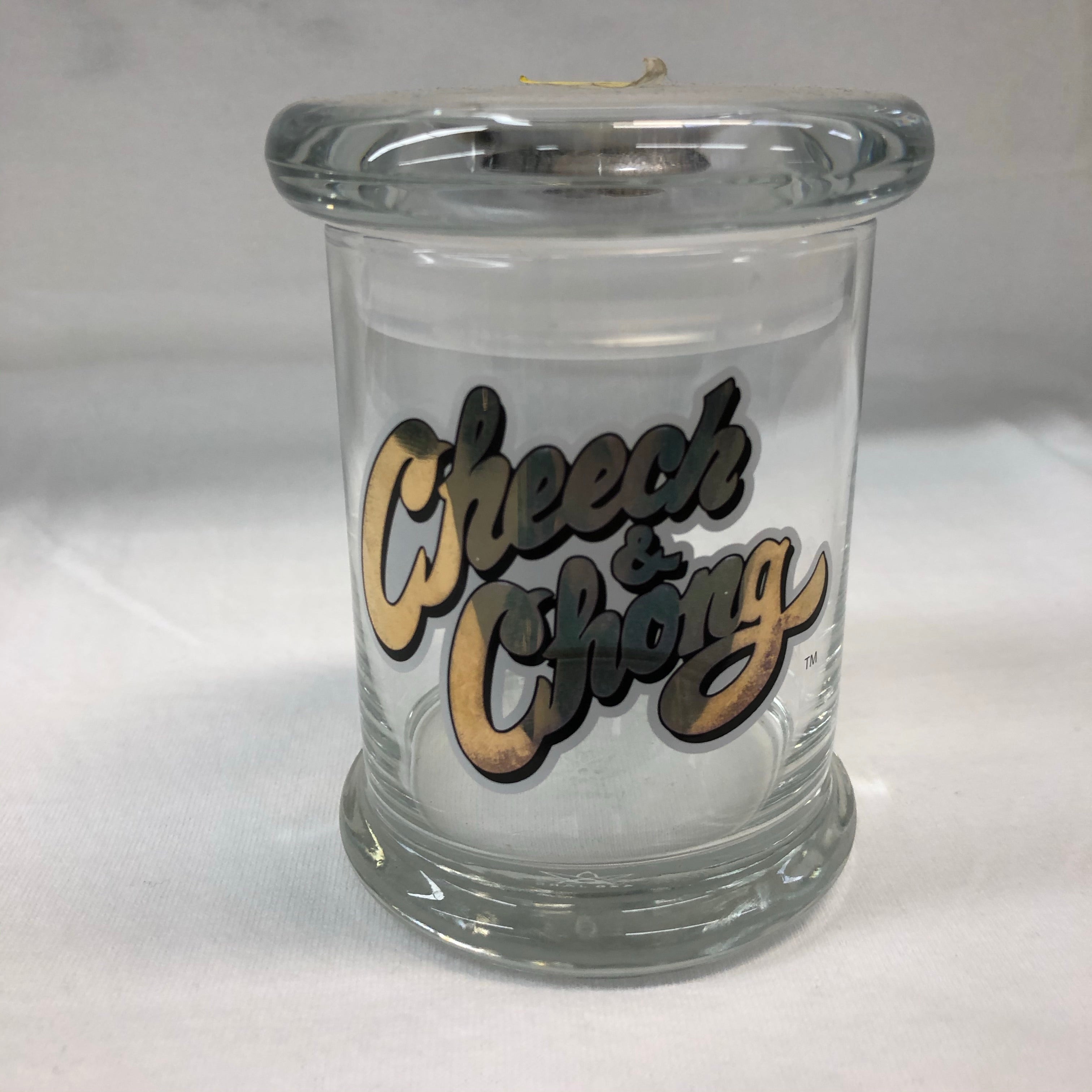 Cheech & Chong Glass Jar Gold Script Pop Top Jar - BC Smoke Shop